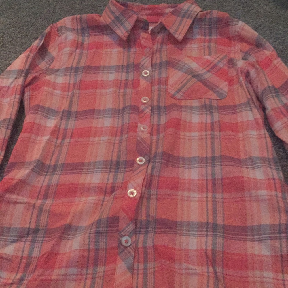 Coral justice size 8 plaid button-down